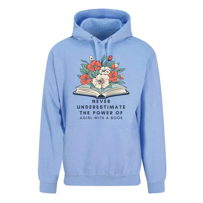 Never Underestimate The Power Of A Girl With A Book Unisex Surf Hoodie