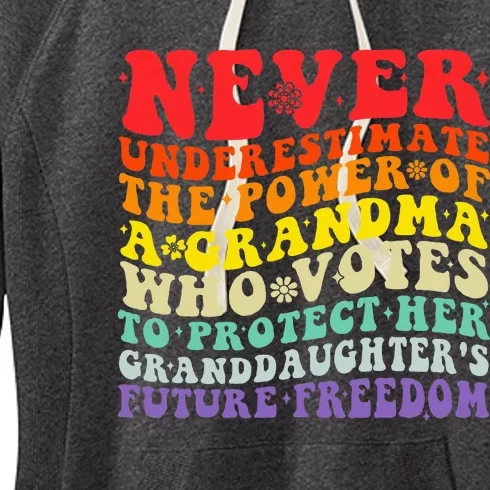 Never Underestimate The Power Of A Grandma Who Votes Groovy Women's Fleece Hoodie