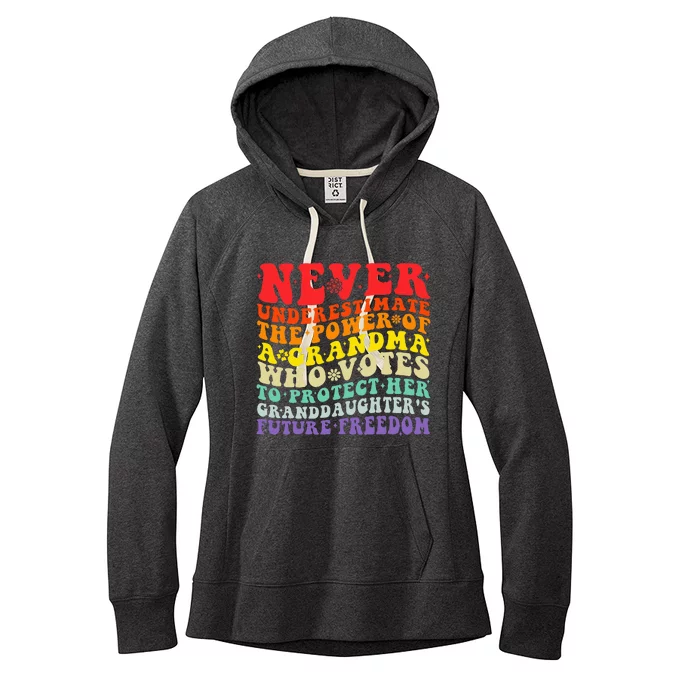 Never Underestimate The Power Of A Grandma Who Votes Groovy Women's Fleece Hoodie