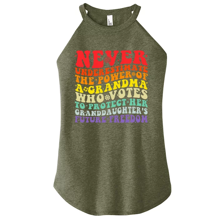 Never Underestimate The Power Of A Grandma Who Votes Groovy Women’s Perfect Tri Rocker Tank