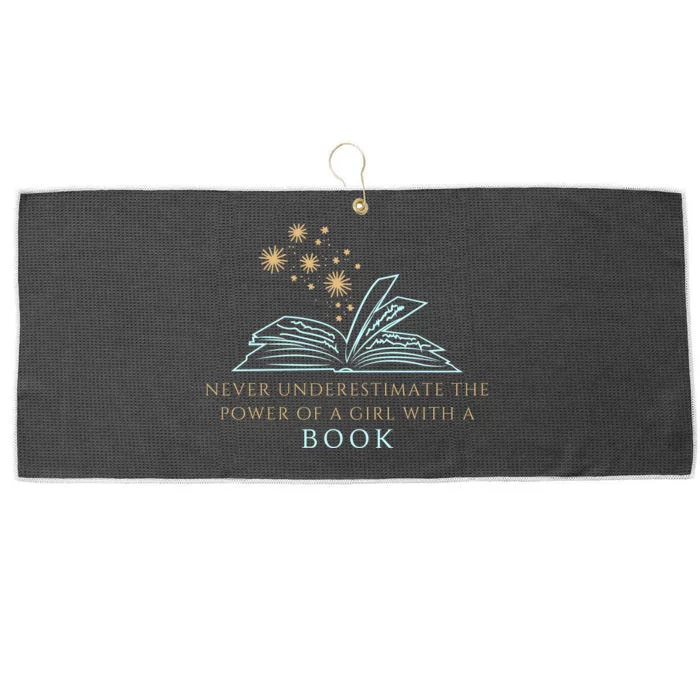 Never Underestimate The Power Of A Girl With A Book Large Microfiber Waffle Golf Towel