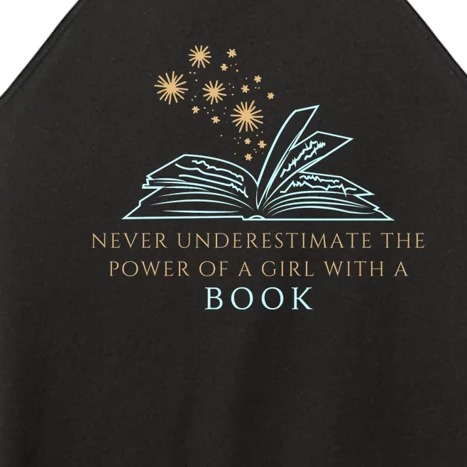 Never Underestimate The Power Of A Girl With A Book Women’s Perfect Tri Rocker Tank