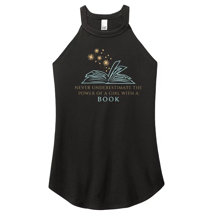 Never Underestimate The Power Of A Girl With A Book Women’s Perfect Tri Rocker Tank