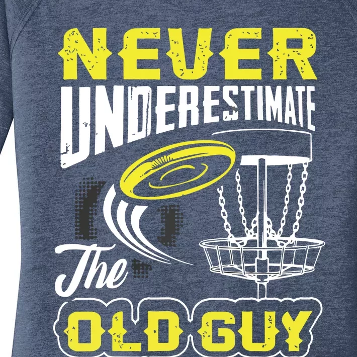 Never Underestimate The Old Guy Funny Disc Golf Frisbee Gift Women's Perfect Tri Tunic Long Sleeve Shirt