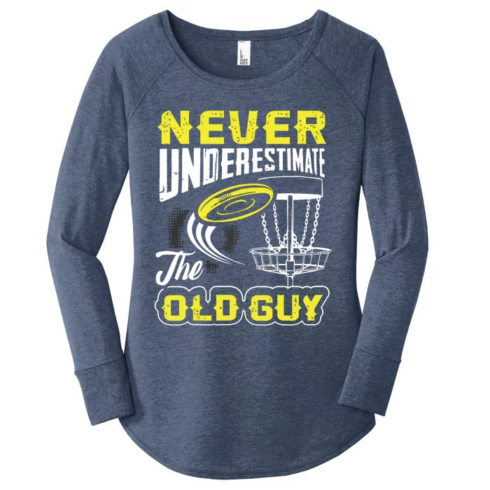 Never Underestimate The Old Guy Funny Disc Golf Frisbee Gift Women's Perfect Tri Tunic Long Sleeve Shirt