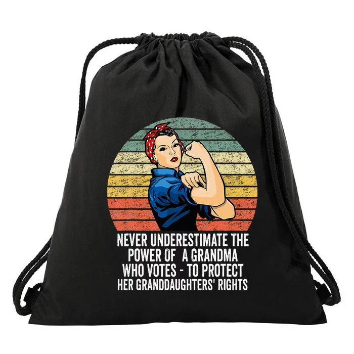 Never Underestimate The Power Of A Grandma Who Votes Drawstring Bag