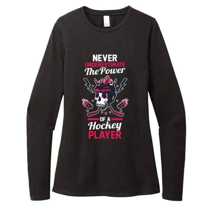 Never Underestimate The Power Of A Hockey Player Gift Womens CVC Long Sleeve Shirt