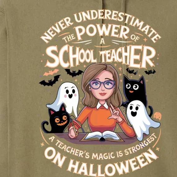 Never Underestimate The Power Of A Teacher Halloween 2024 Premium Hoodie