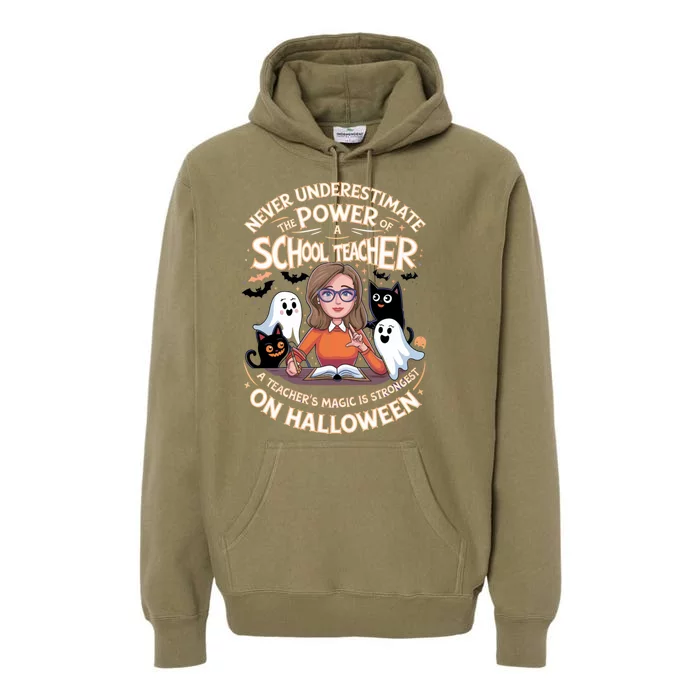 Never Underestimate The Power Of A Teacher Halloween 2024 Premium Hoodie