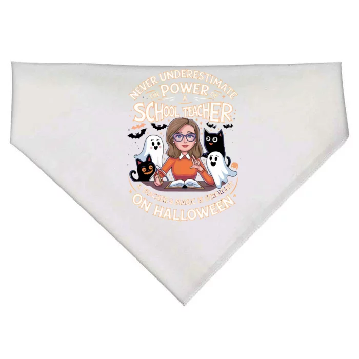 Never Underestimate The Power Of A Teacher Halloween 2024 USA-Made Doggie Bandana