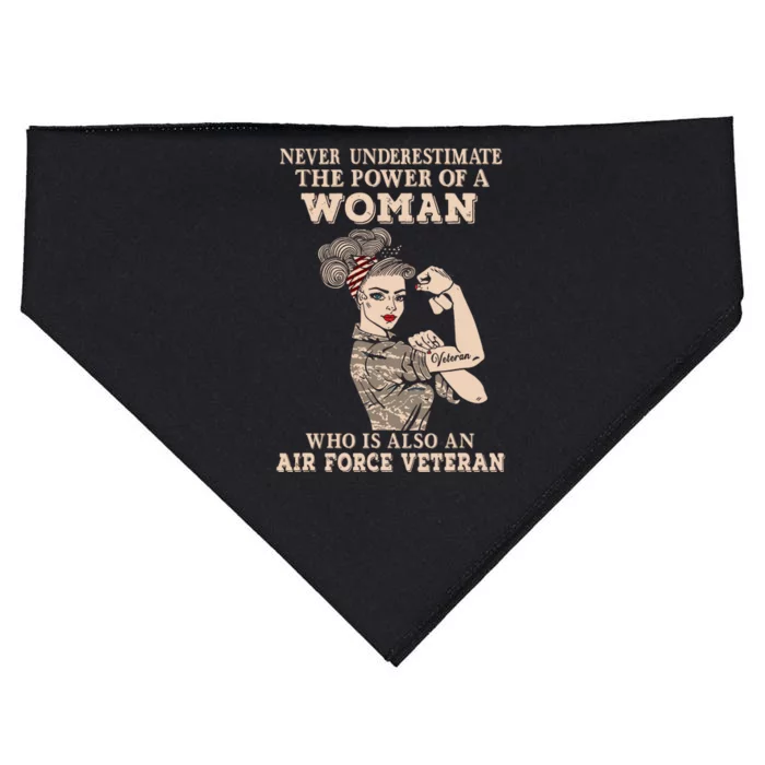 Never Underestimate The Power Of A Woman Air Force Veteran USA-Made Doggie Bandana