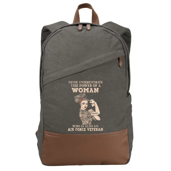 Never Underestimate The Power Of A Woman Air Force Veteran Cotton Canvas Backpack