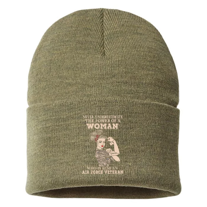 Never Underestimate The Power Of A Woman Air Force Veteran Sustainable Knit Beanie