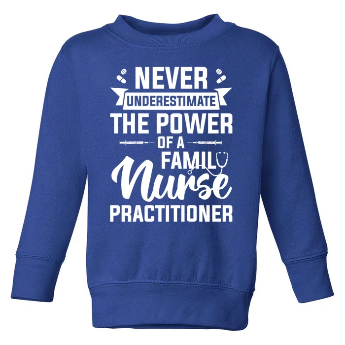 Never Underestimate The Power Of A Family Nurse Practitioner Cute Gift Toddler Sweatshirt