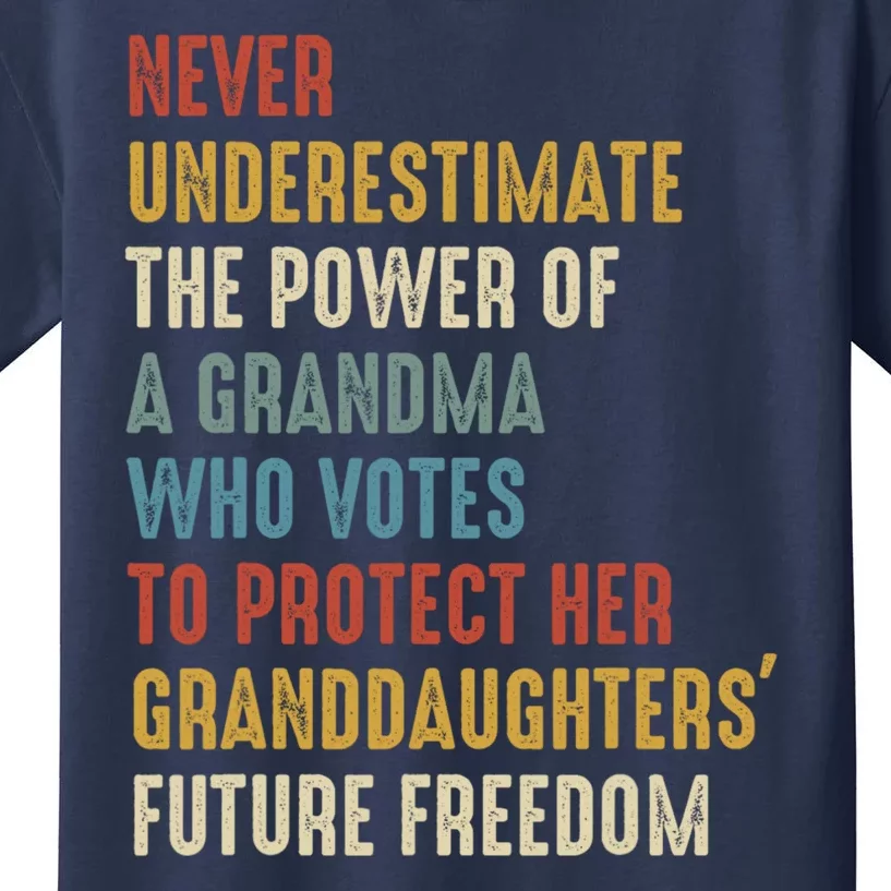 Never Underestimate The Power Of A Grandma Who Votes Kids T-Shirt