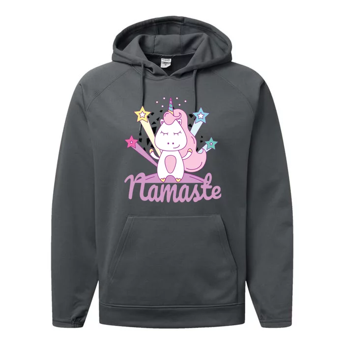 Namaste Unicorn Tee For Kids Girls Yoga Performance Fleece Hoodie