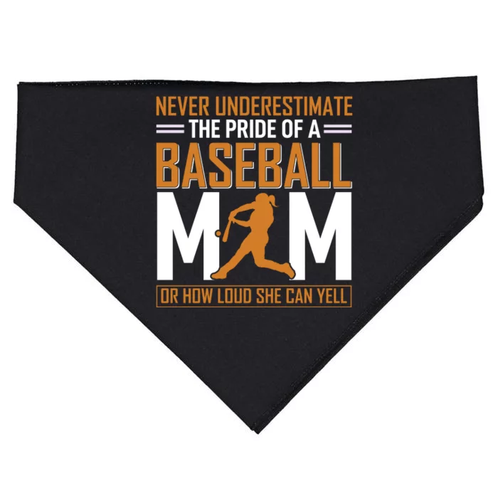 Never Underestimate The Pride Of A Baseball Mom USA-Made Doggie Bandana