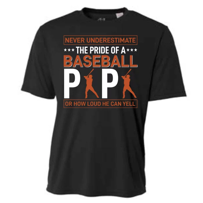 Never Underestimate The Pride Of A Baseball Papa Cooling Performance Crew T-Shirt