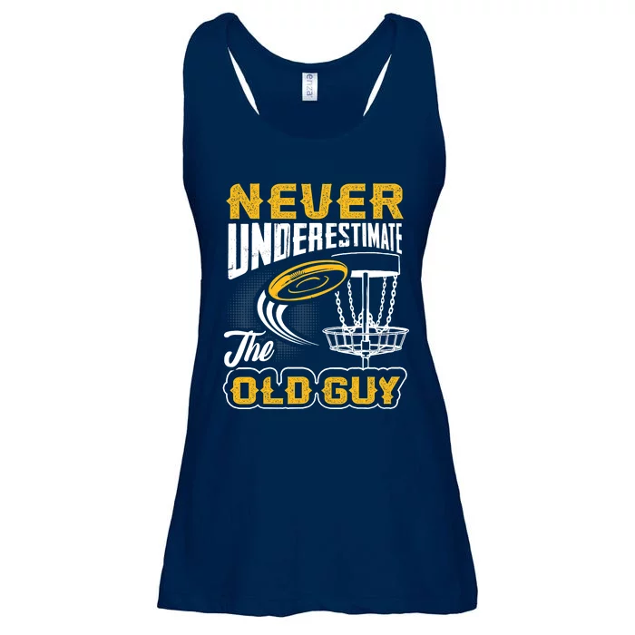 Never Underestimate The Old Guy Funny Disc Golf Frisbee Gift Ladies Essential Flowy Tank