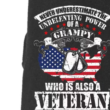 Never Underestimate the Unrelenting Power of Veteran Grampy Doggie 3-End Fleece Hoodie