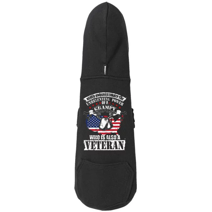 Never Underestimate the Unrelenting Power of Veteran Grampy Doggie 3-End Fleece Hoodie