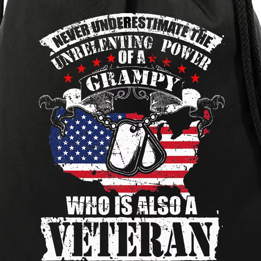 Never Underestimate the Unrelenting Power of Veteran Grampy Drawstring Bag