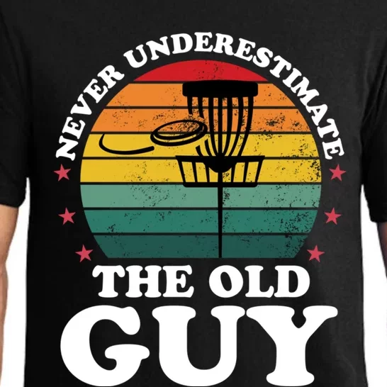 Never Underestimate The Old Guy Funny Disc Golf Frisbee Gift Pajama Set