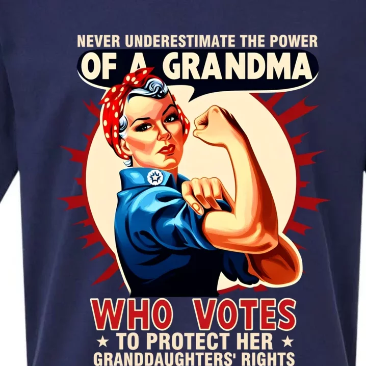 Never Underestimate The Power Of A Grandma Who Votes Graphic Sueded Cloud Jersey T-Shirt