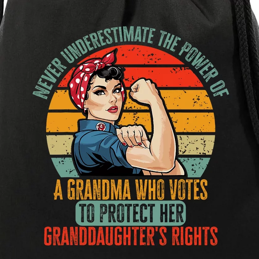 Never Underestimate The Power Of A Grandma Who Votes Drawstring Bag