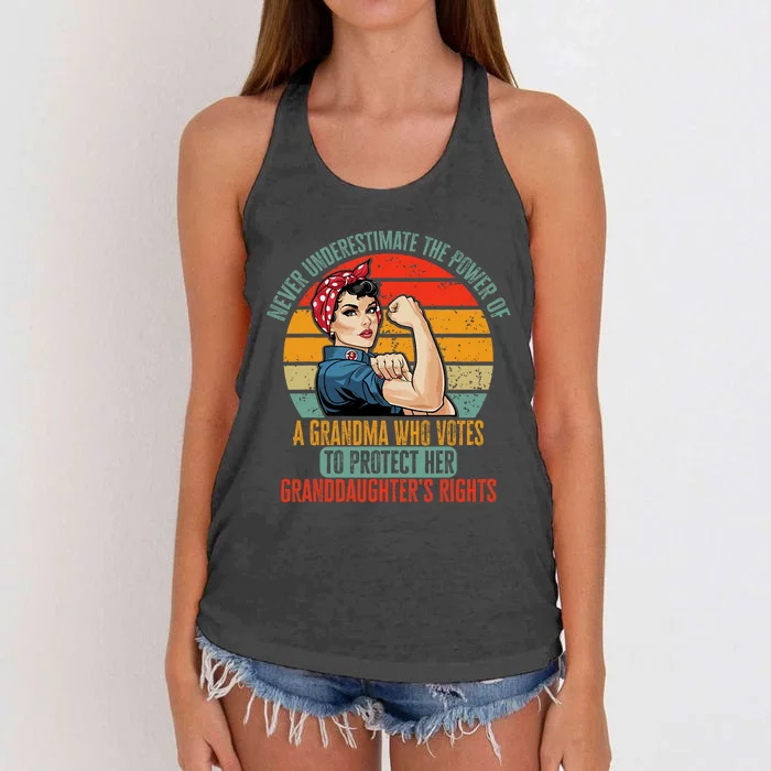 Never Underestimate The Power Of A Grandma Who Votes Women's Knotted Racerback Tank