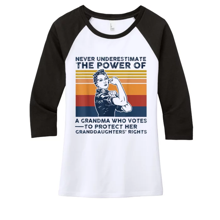 Never Underestimate The Power Of A Grandma Who Votes Women's Tri-Blend 3/4-Sleeve Raglan Shirt