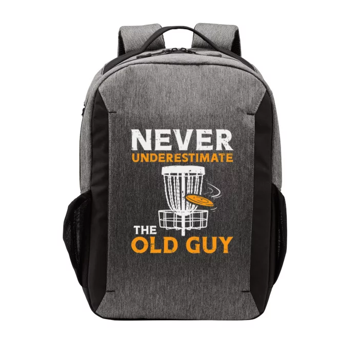 Never Underestimate The Old Guy Funny Disc Golf Frisbee Gift Vector Backpack