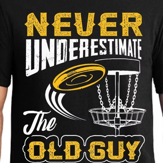 Never Underestimate The Old Guy Funny Disc Golf Frisbee Gift Pajama Set