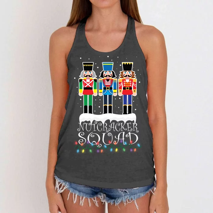 Nutcracker Squad Holiday Ballet Dance Christmas Women's Knotted Racerback Tank