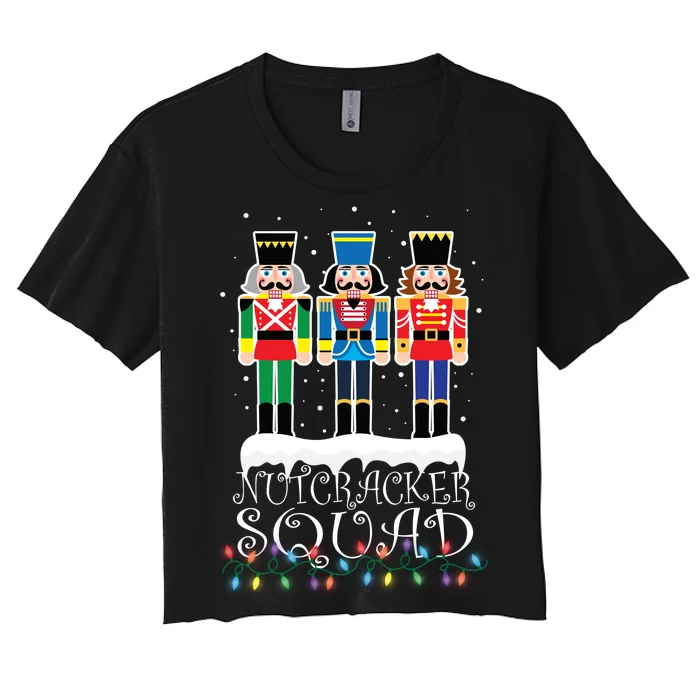 Nutcracker Squad Holiday Ballet Dance Christmas Women's Crop Top Tee