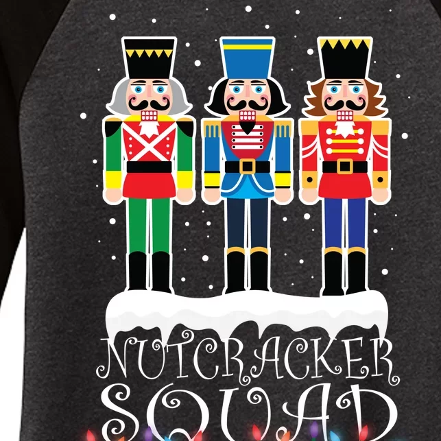 Nutcracker Squad Holiday Ballet Dance Christmas Women's Tri-Blend 3/4-Sleeve Raglan Shirt