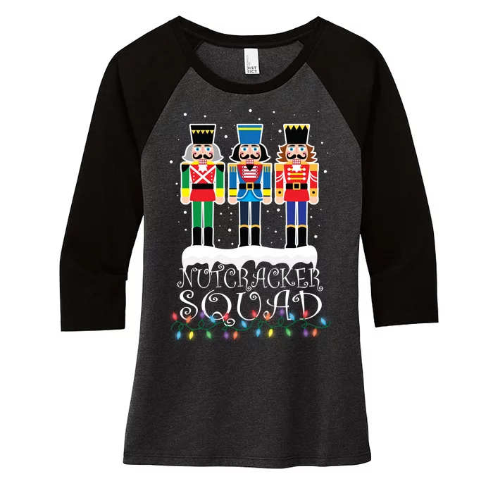 Nutcracker Squad Holiday Ballet Dance Christmas Women's Tri-Blend 3/4-Sleeve Raglan Shirt