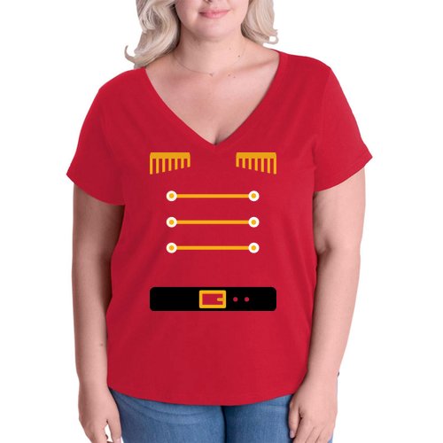 Nutcracker Uniform Toys Soldier Christmas Women's V-Neck Plus Size T-Shirt