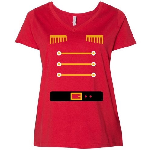 Nutcracker Uniform Toys Soldier Christmas Women's V-Neck Plus Size T-Shirt