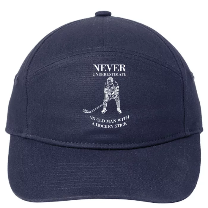 Never Underestimate Vintage Ice Hockey Game Sport Lover Gift 7-Panel Snapback Hat