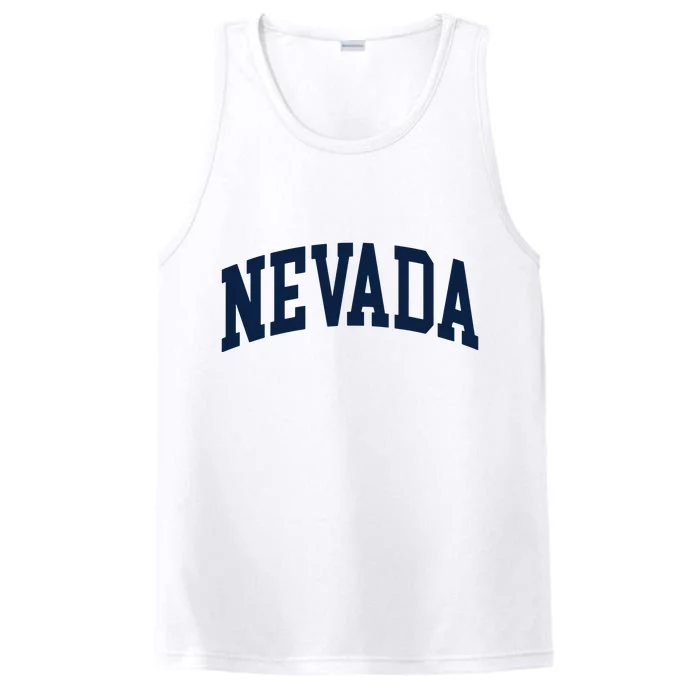 Nevada Usa Varsity Style Blue Text Performance Tank