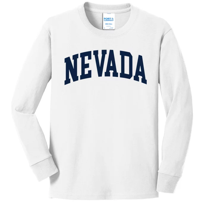 Nevada Usa Varsity Style Blue Text Kids Long Sleeve Shirt