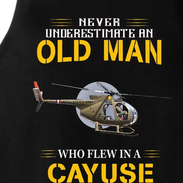 Never Underestimate Who Flew Hughes Oh 6 Cayuse Helicopter Ladies Tri-Blend Wicking Tank