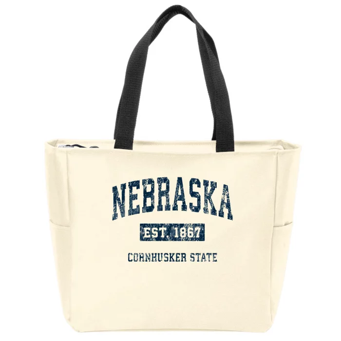 Nebraska Vintage Athletic Sports Zip Tote Bag