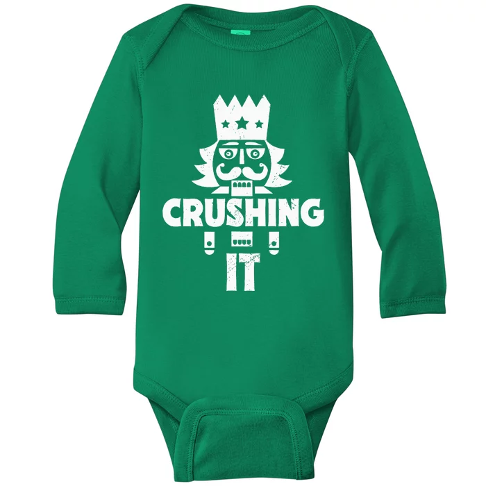 Nutcracker Vintage Christmas Nutcracker Crushing It Baby Long Sleeve Bodysuit