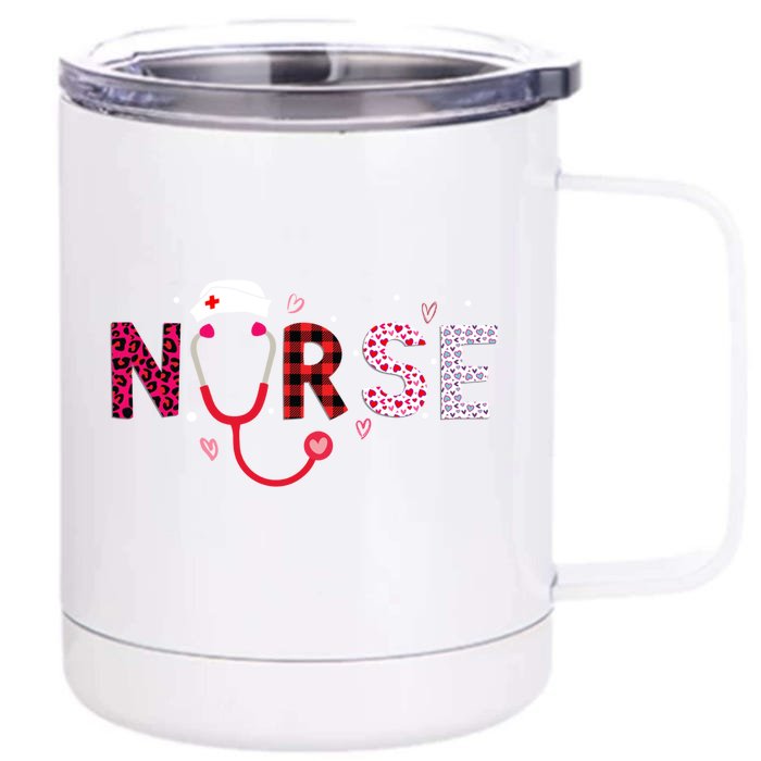 Nurse Valentines Day Love Nursing Student Rn Life Gift Front & Back 12oz Stainless Steel Tumbler Cup