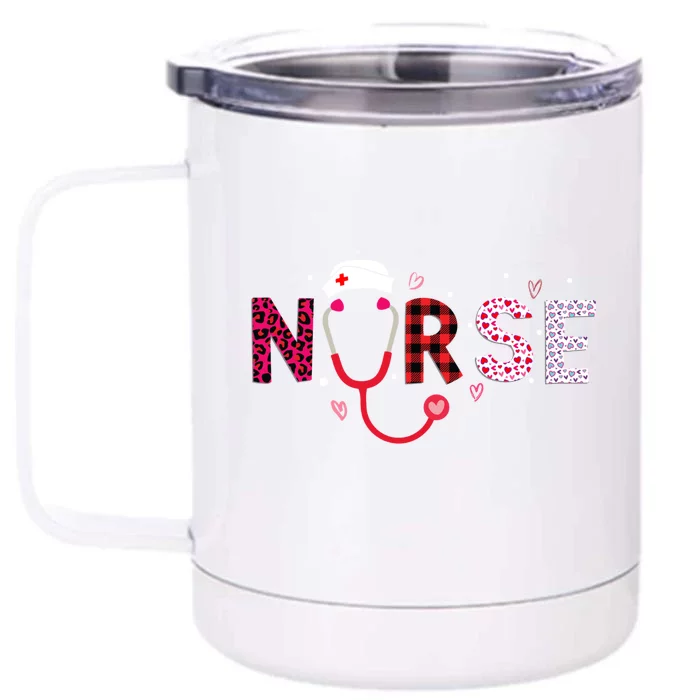 Nurse Valentines Day Love Nursing Student Rn Life Gift Front & Back 12oz Stainless Steel Tumbler Cup