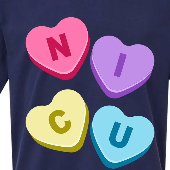 Nurse Valentines Day Gift Candy Valentine Hearts Nicu Nurses Meaningful Gift Sueded Cloud Jersey T-Shirt