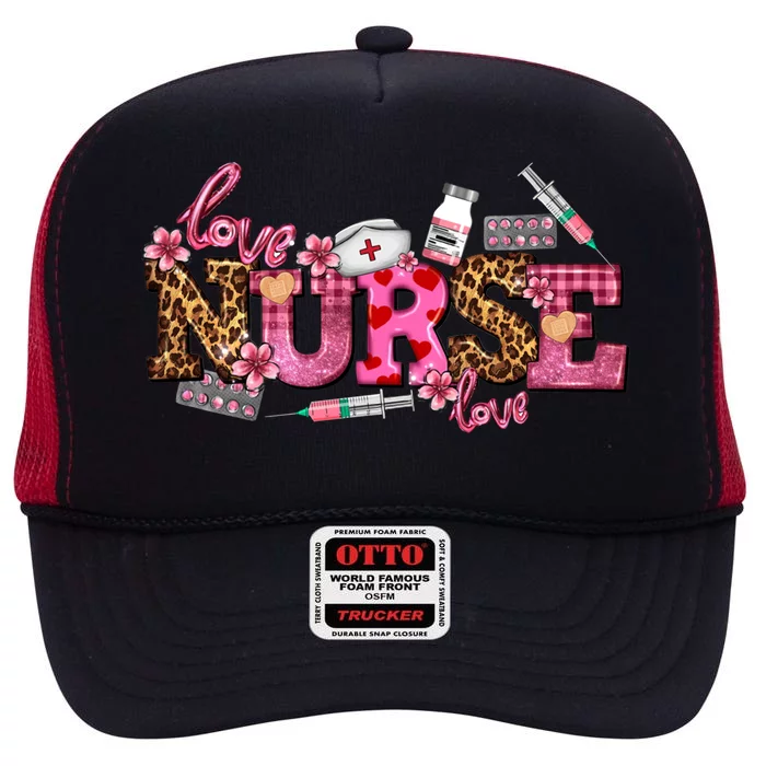 Nurse Valentines Day Valentine Er Icu Nicu Rn Nurses Great Gift High Crown Mesh Trucker Hat