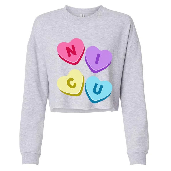 Nurse Valentines Day Candy Valentine Hearts NICU Nurses Cropped Pullover Crew